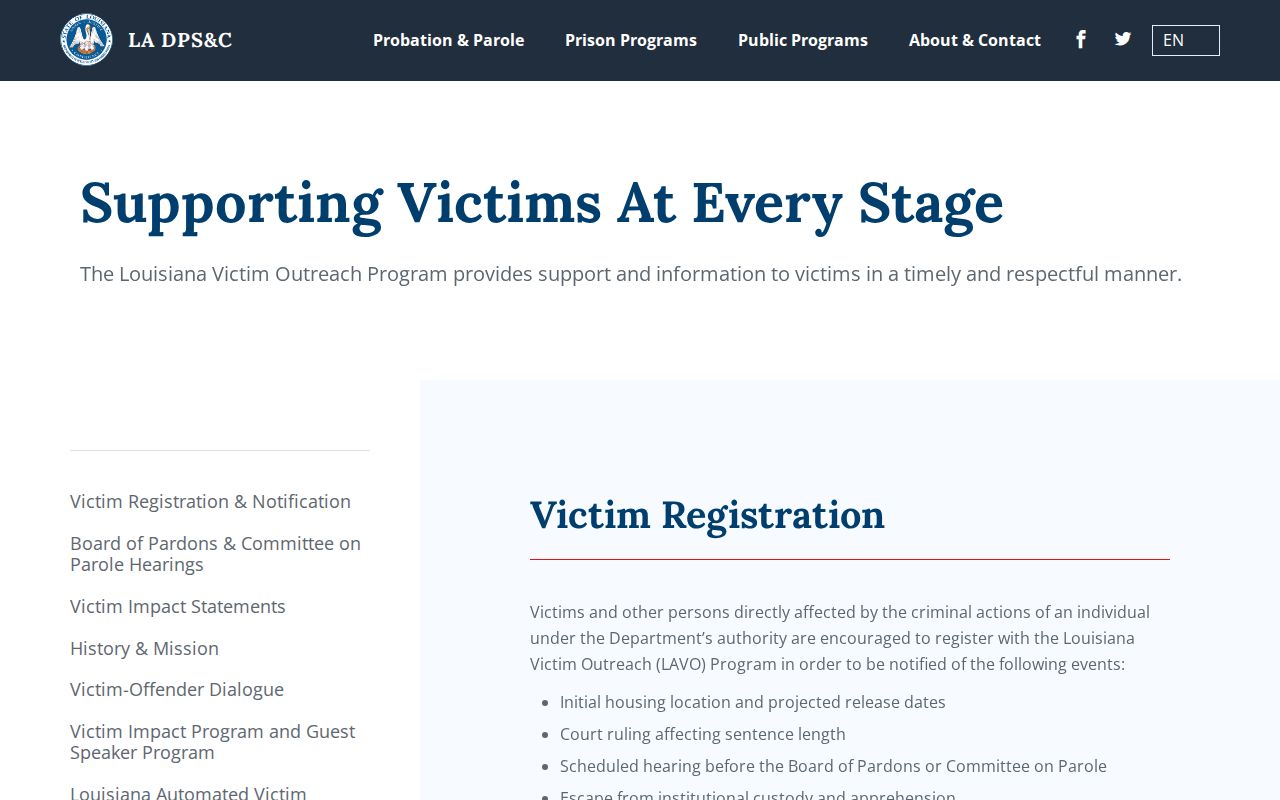 Allen Parish release notification options through LAVNS and Louisiana Victim Outreach